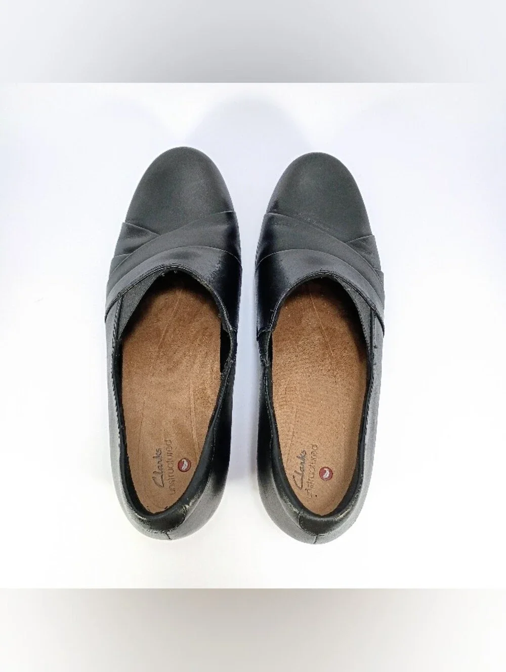 Clarks Damson Adele Womens 8 Black Leather Block Heel Slip On Pumps
